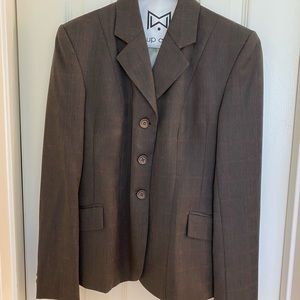 Marigold brown windowpane hunt coat, wool. UK 8 / US 2.